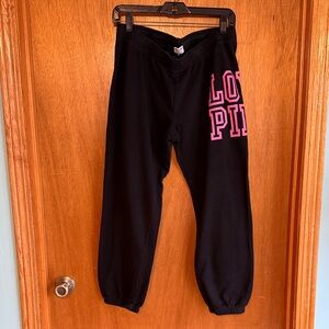 Victoria's Secret PINK Black Joggers Ankle Length sz M
